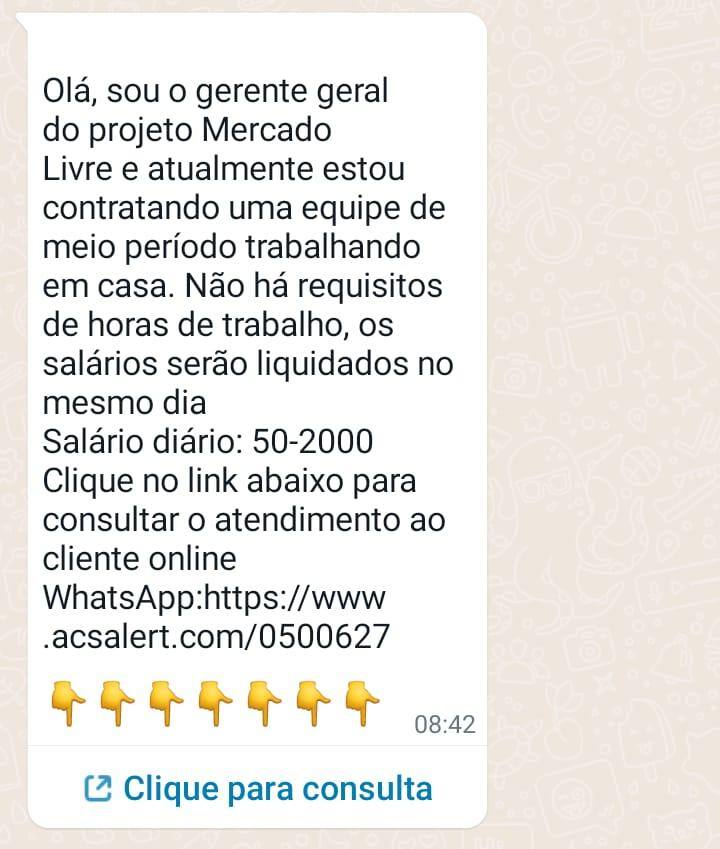 golpe trabalho meio período por R$ 2 mil