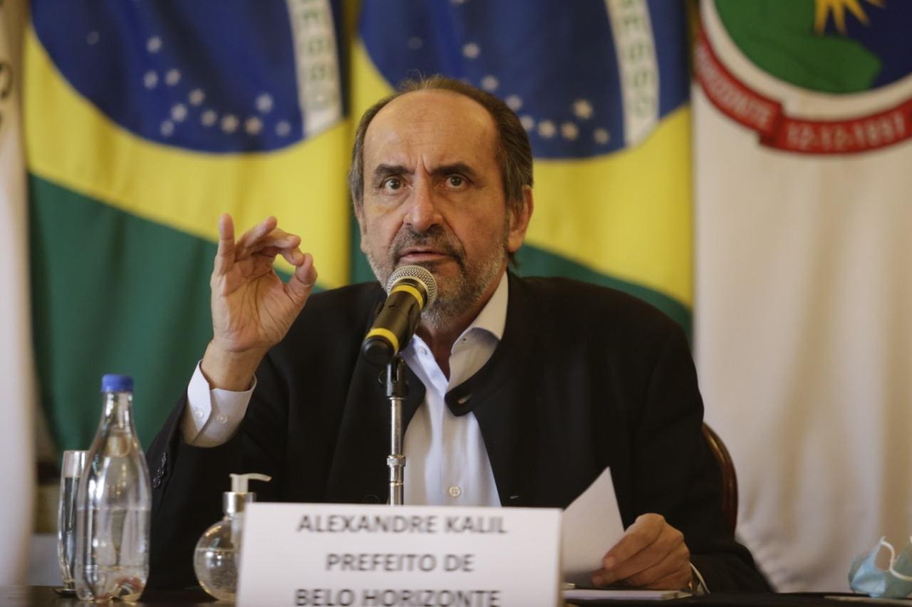 Prefeito Alexandre Kalil durante coletiva sobre reabertura em BH Foi anunciada a reabertura de restaurantes durante o almoço 190820
