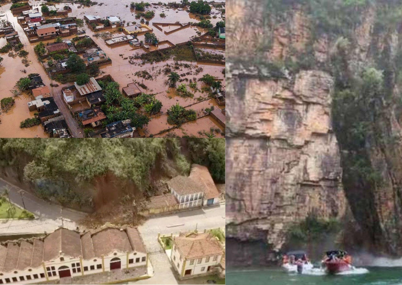Cidades ficaram inundadas, deslizamento de terra atingiu Ouro Preto e rocha se desprendeu em Capitólio