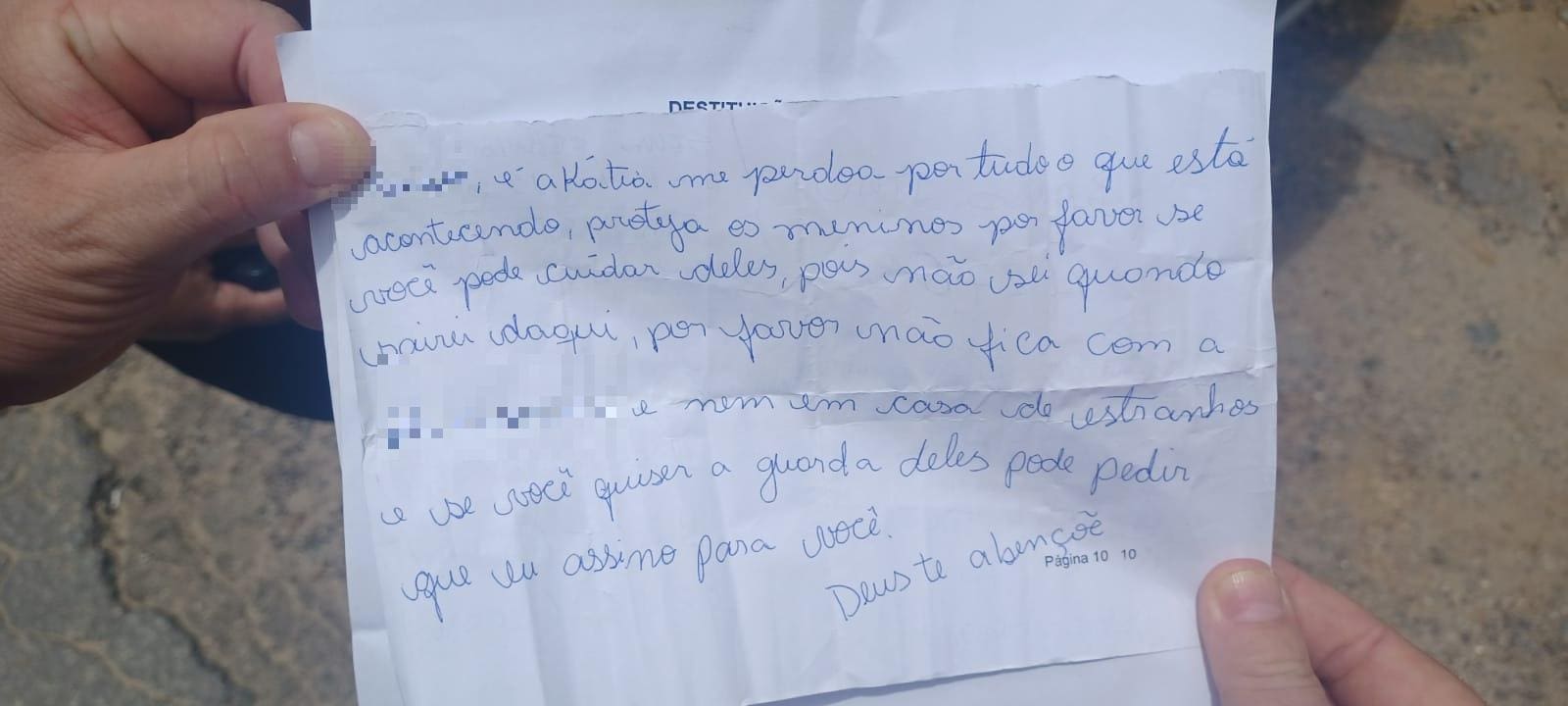 Carta mãe meninos cárcere