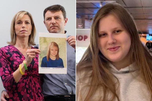 A esquerda, os pais de Madeleine McCann com um foto da filha desparecida em 2007 e, à direita, a jovem polonesa Julia Faustyna, que clama ser a garota desaparecida