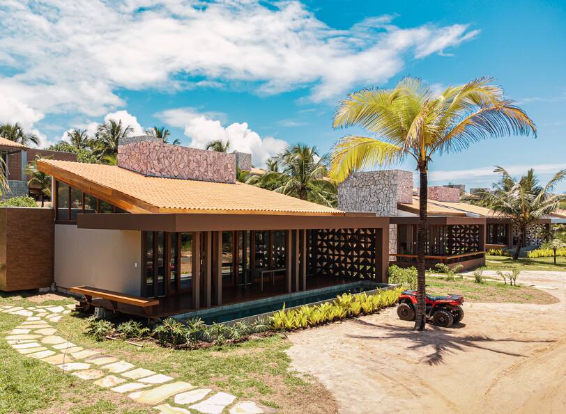 Residencial Alma Maraú, na praia do Cassange, no sul da Bahia, foi construído no sistema modular