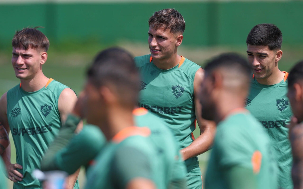 Lavega e Lezcano em treino do Fluminense (Foto: Marcelo Gonçalves/FFC)