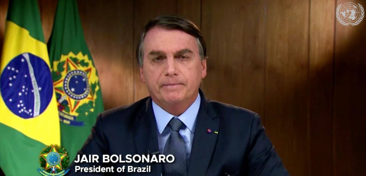 Bolsonaro durante discurso na ONU