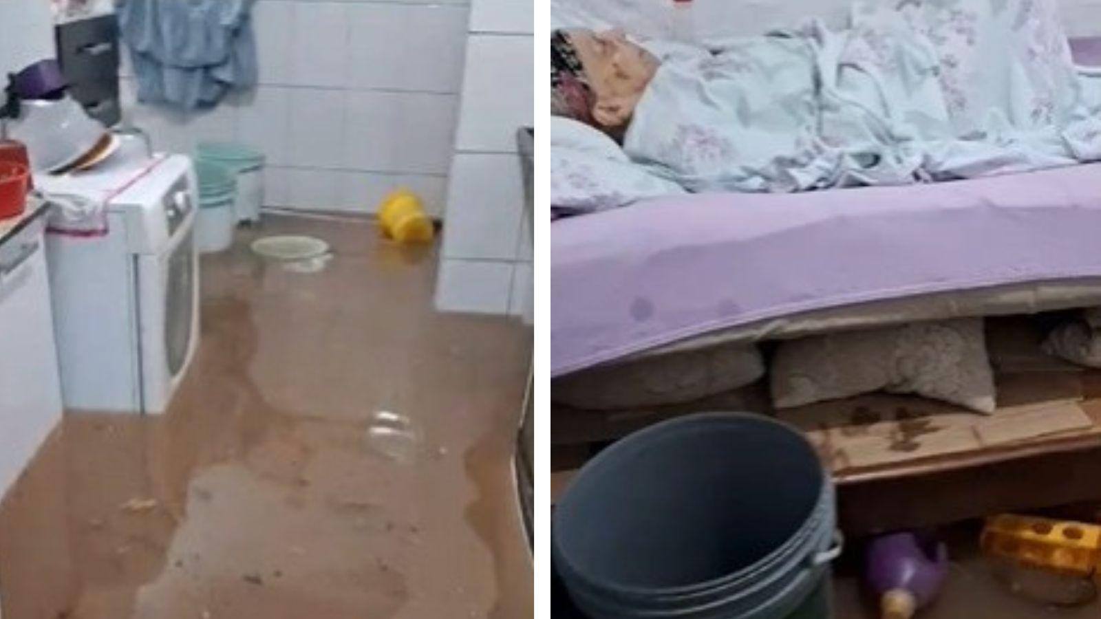 Água da chuva invadiu a casa de uma idosa acamada em Belo Horizonte