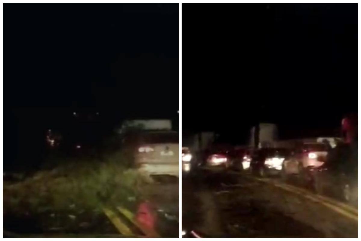Motorista enfrenta congestionamento na BR-381, em João Monlevade