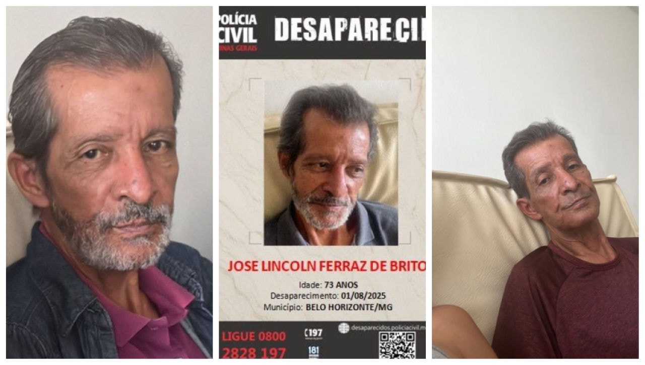 Família procura por José Lincoln Ferraz de Brito, de 73 anos, que foi visto pela última vez na sexta-feira (1/8), no Barreiro