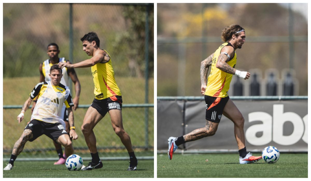 Dupla de zaga titular do Atlético faz primeiro trabalho com Sampaoli na Cidade do Galo