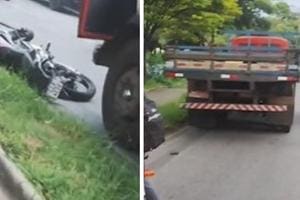 Vídeo: motociclista de 19 anos morre em acidente com caminhão no Barreiro
